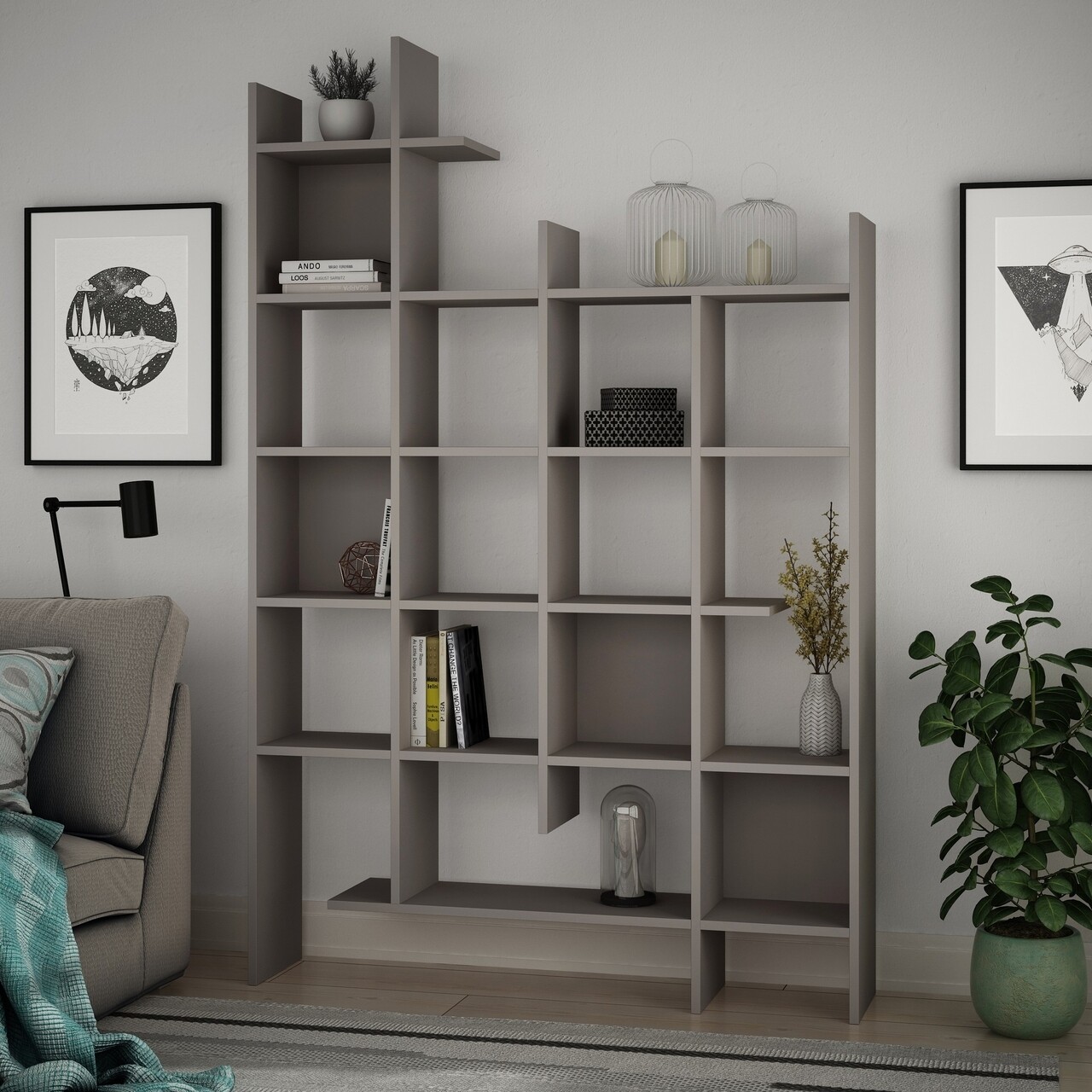 Biblioteca Manco, Decortie, 122x25.5x188 cm, light mocha - imagine 4